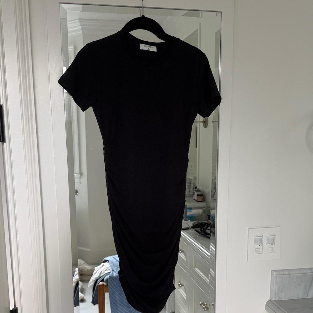 Aritzia Bavarian Black Rouched T-Shirt Mini Dress Size XS